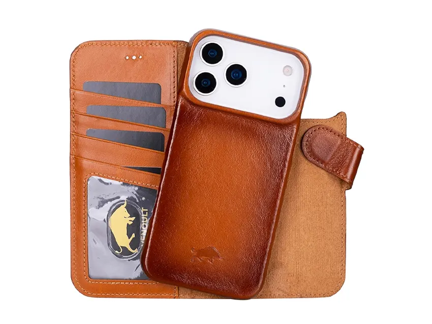 VENOULT Full-Grain Leather Wallet Case for 17 pro max